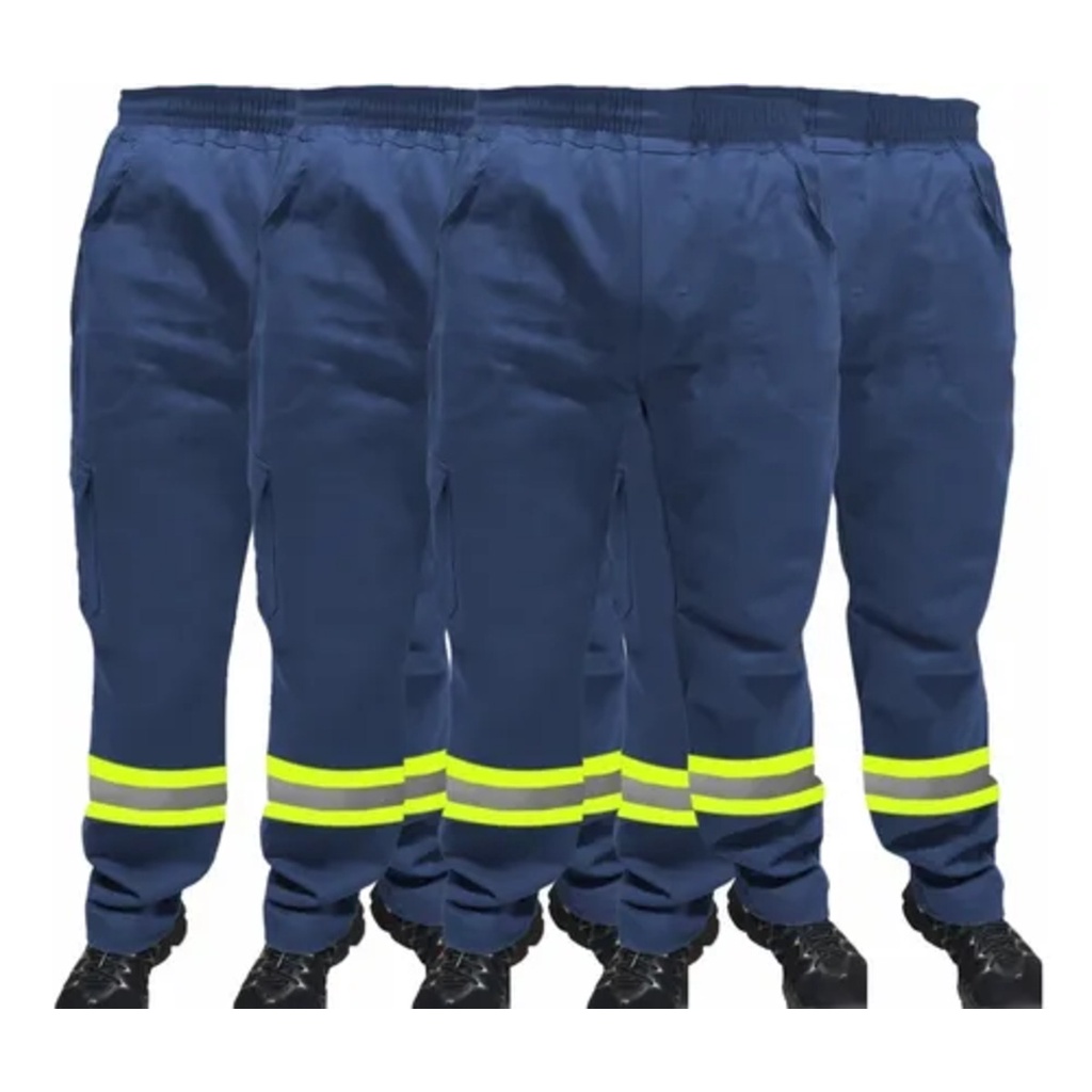 Kit 16 Calças Brim Uniforme Cargo com  Faixa Refletiva Manutenção Operacional Obras 38