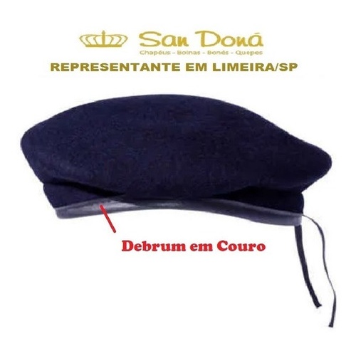 Boina Militar PM Gcm Azul Royal Debrum de Couro Original San Dona 54 a 61 Cod 928