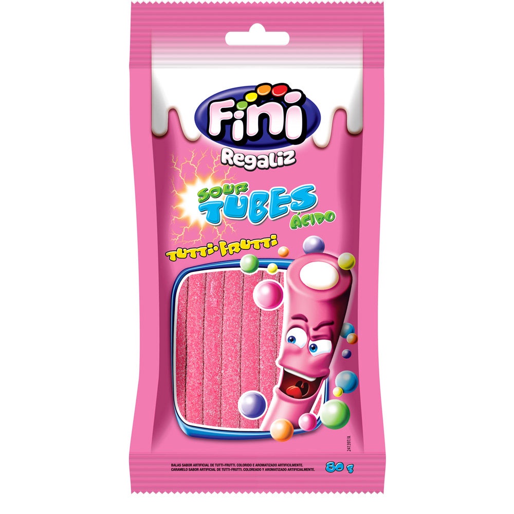 Bala de Gelatina Tubes Cítrico Tutti Frutti 80g - Fini