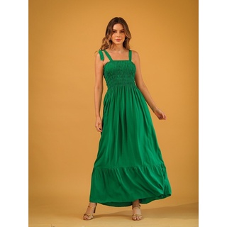vestido longo de lastex com alça em tiras de amarra