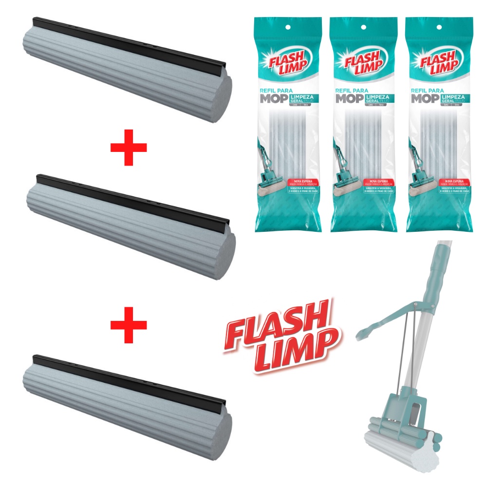 Refil Para Mop Limpeza Geral Plus Flash Limp - 3 Unidades