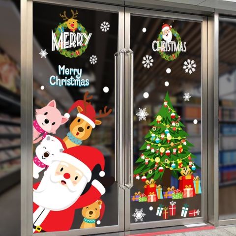 2022 Adesivos Festivos De Decoração De Natal De Vidro Eletrostático Sem  Cola Para Compras Centro Comercial Porta Loja Férias | Shopee Brasil