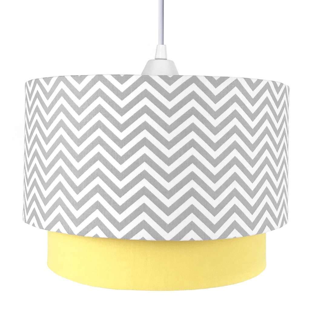 Lustre Chevron Amarelo Pendente Bebê Luminária Moderna Cinza