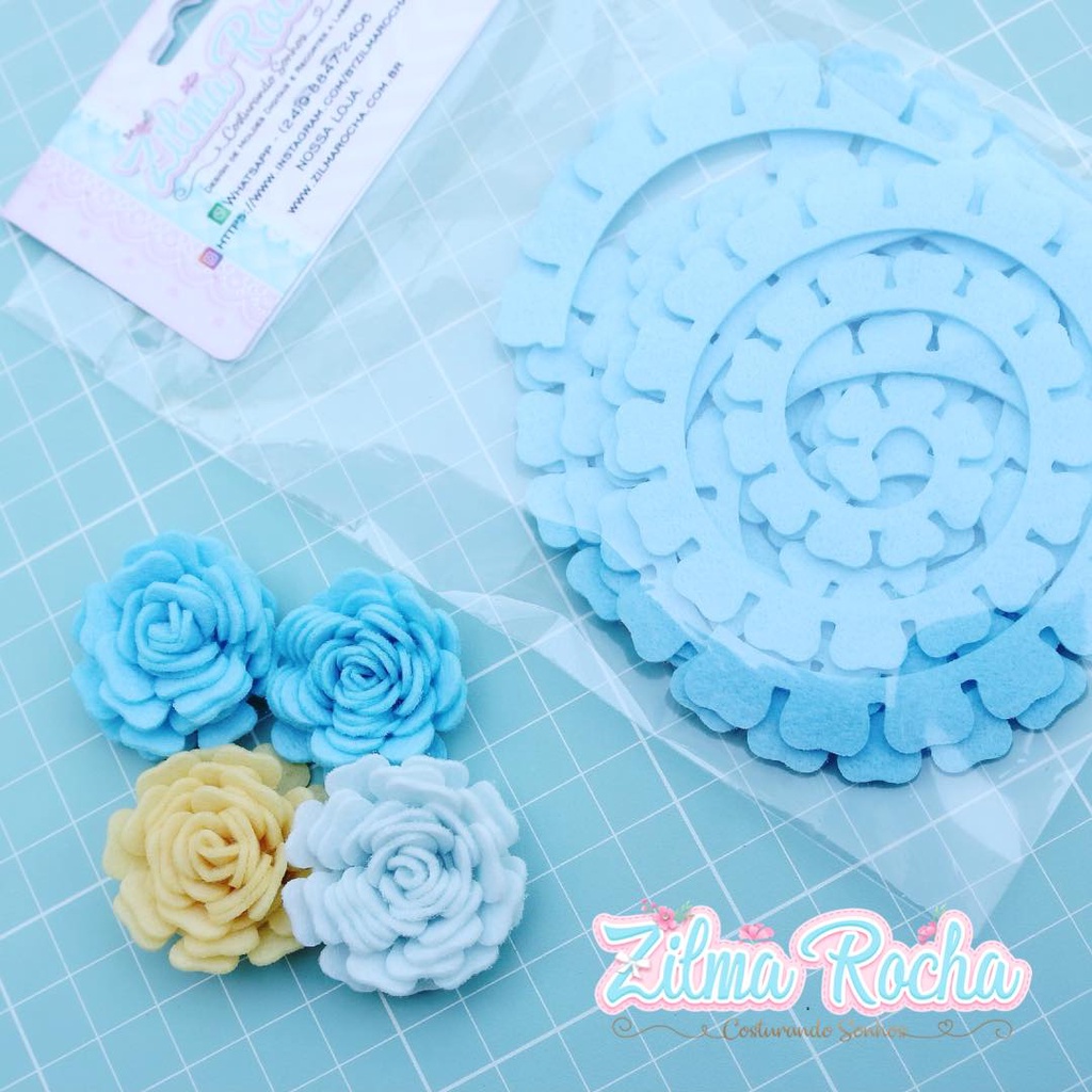 Flor Espiral Modelo Pétalas de Rosa - 8cm Aberta - Escolha a Cor