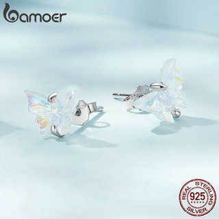 Bamoer Brincos De Tarraxa De Prata S925 Colorido Com Laço Feminino/Bijuteria/Presente