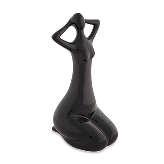 Escultura Decorativa de Mulher em Porcelana 24x10,5x14,5 Preto - Gran Belo
