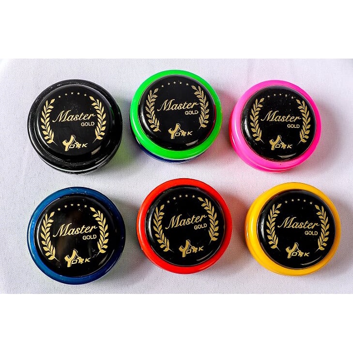Kit 6 Yoyos York Master Gold Retrô Profissional Top de Linha com eixo Fixo +3 cordas Extras ioio Brinquedos