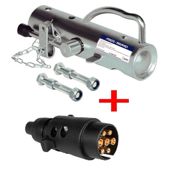 Trava De Engate Munheca 50 mm Carreta Carretinha Reboque Barco Tomada Macho 7 Polos