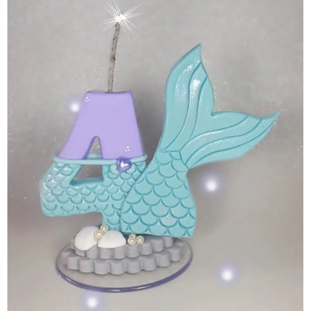 Vela Topo De Bolo De Aniversário Festa Comemoração Decoração Vela Personalizada Tema Calda Sereia