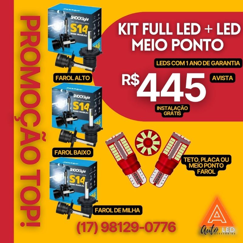 Kit Full Led Super Led Meio Ponto Farol Shopee Brasil