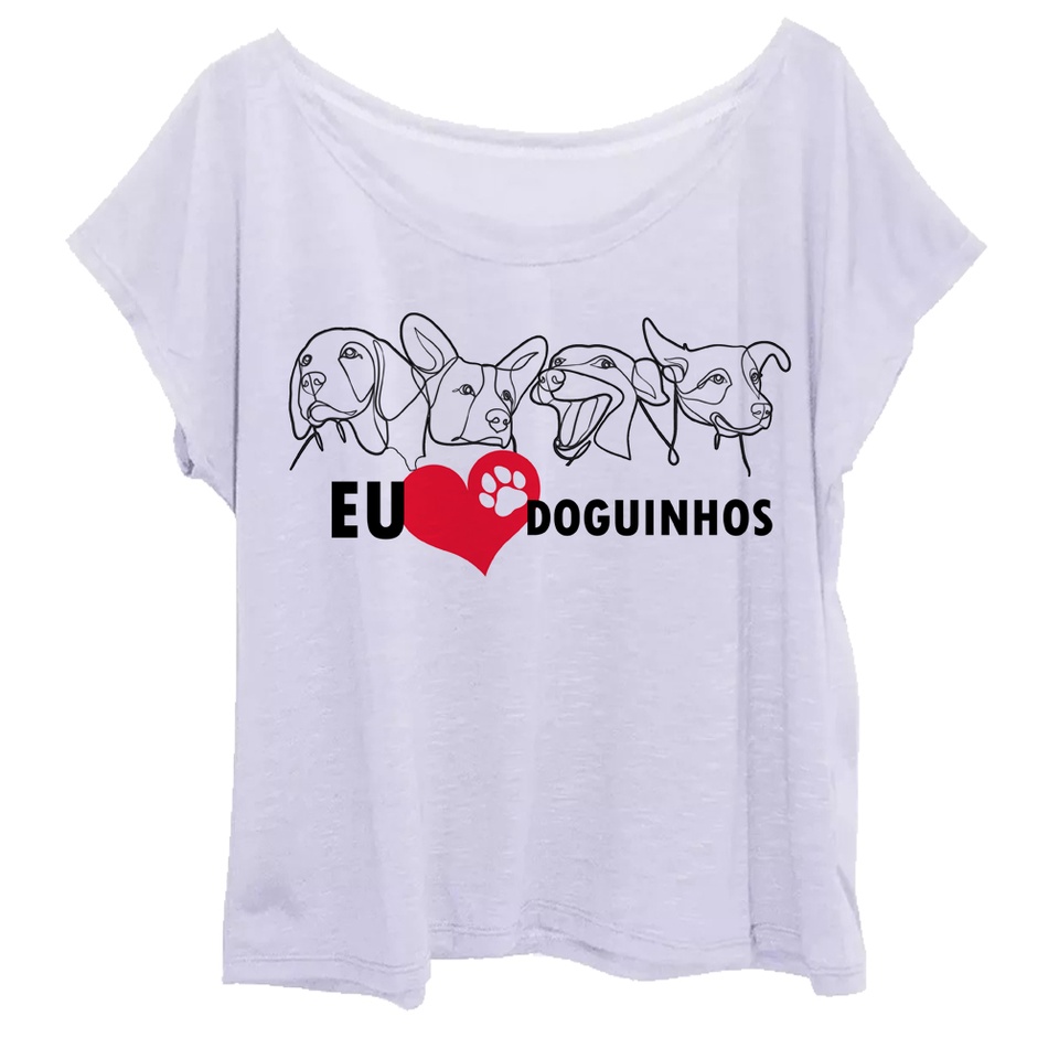 Blusa Eu amo Doguinhos Plus Size Blusinha Cachorros Pet Veterinário Blusinha Feminina Desenho Fofo