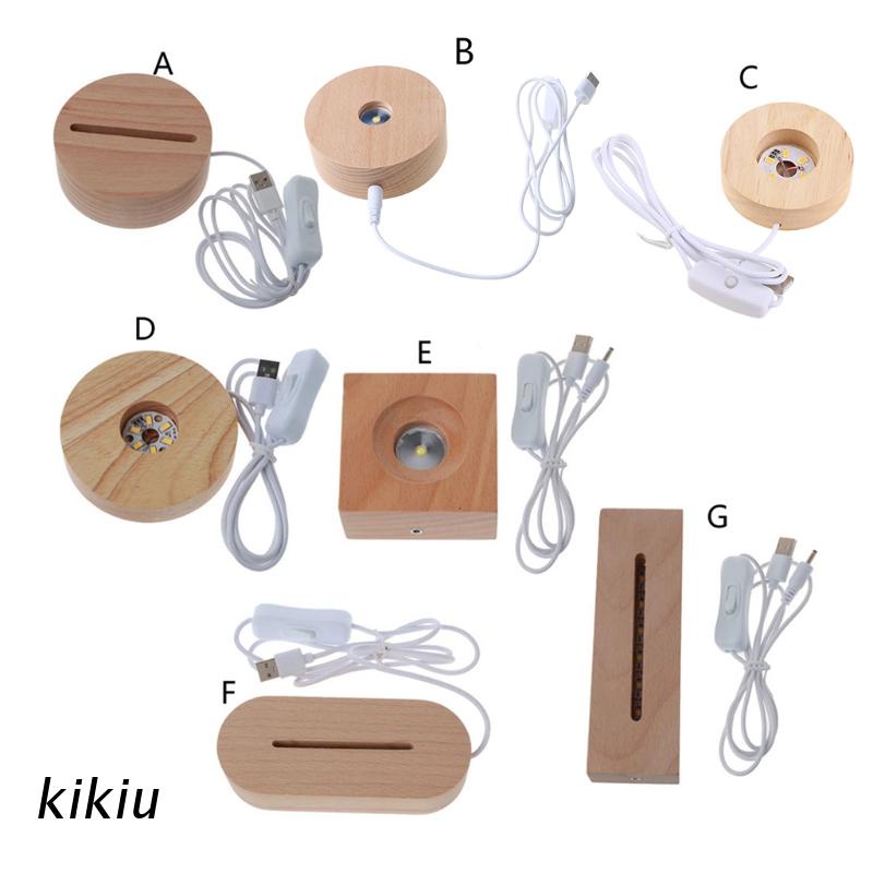 Kiki Suporte Base Led De Madeira De Resina Ornamento Para Arte / Artesanato