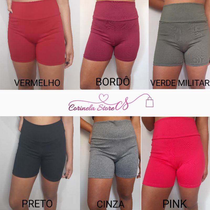 Short Suplex Academia Fitness Cós Alto Meia Coxa Tecido Poliéster Bermuda Feminina Piscina Natação Academia