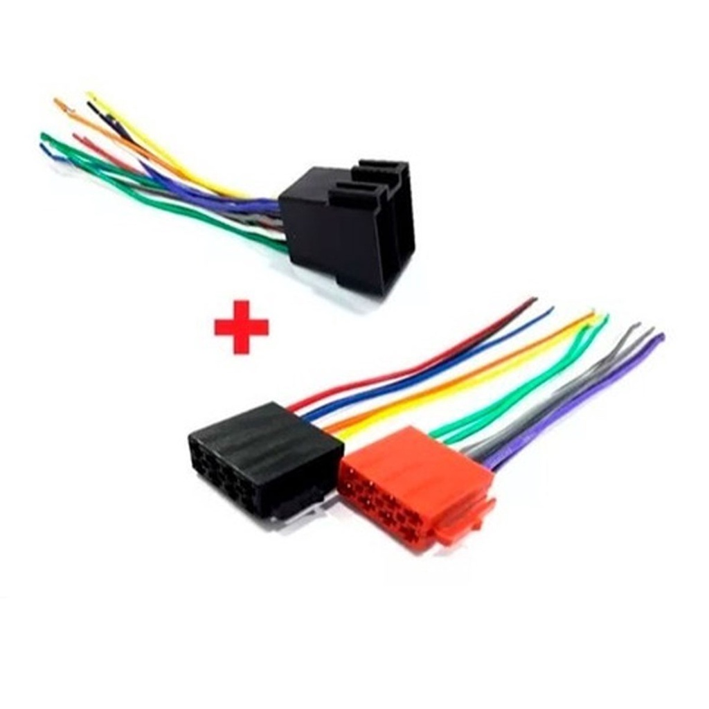 Kit Chicote Conector Macho e Femea 16 Vias Para Rádio Som Automotivo Universal