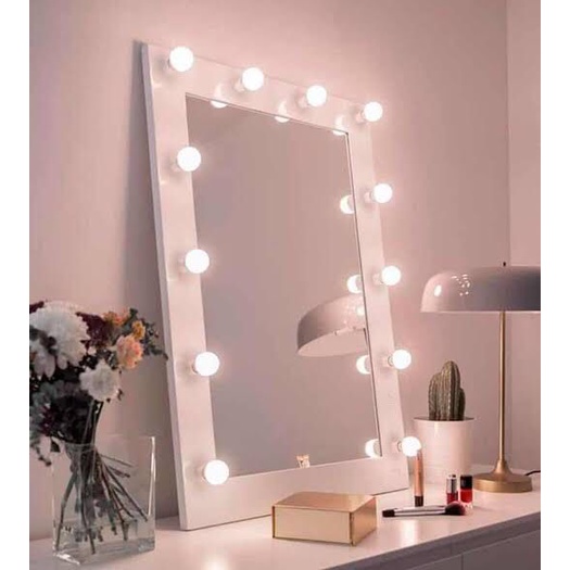 Espelho Camarim de parede Vertical para 12 Lâmpadas MDF Branco | Shopee ...