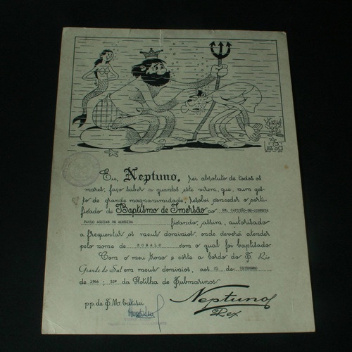 Diploma De Batismo De Imersão Concedido Por Netuno - 1961