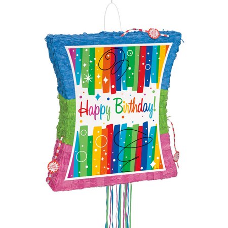 Pinhata Happy Birthday - com bastão, tapa olhos e confetes