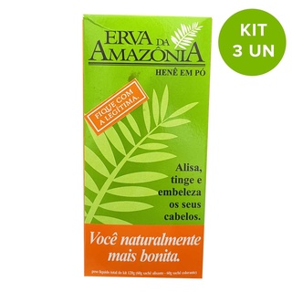 kit c/ 3un Henê Pó Erva Da Amazônia 120g A Legítima