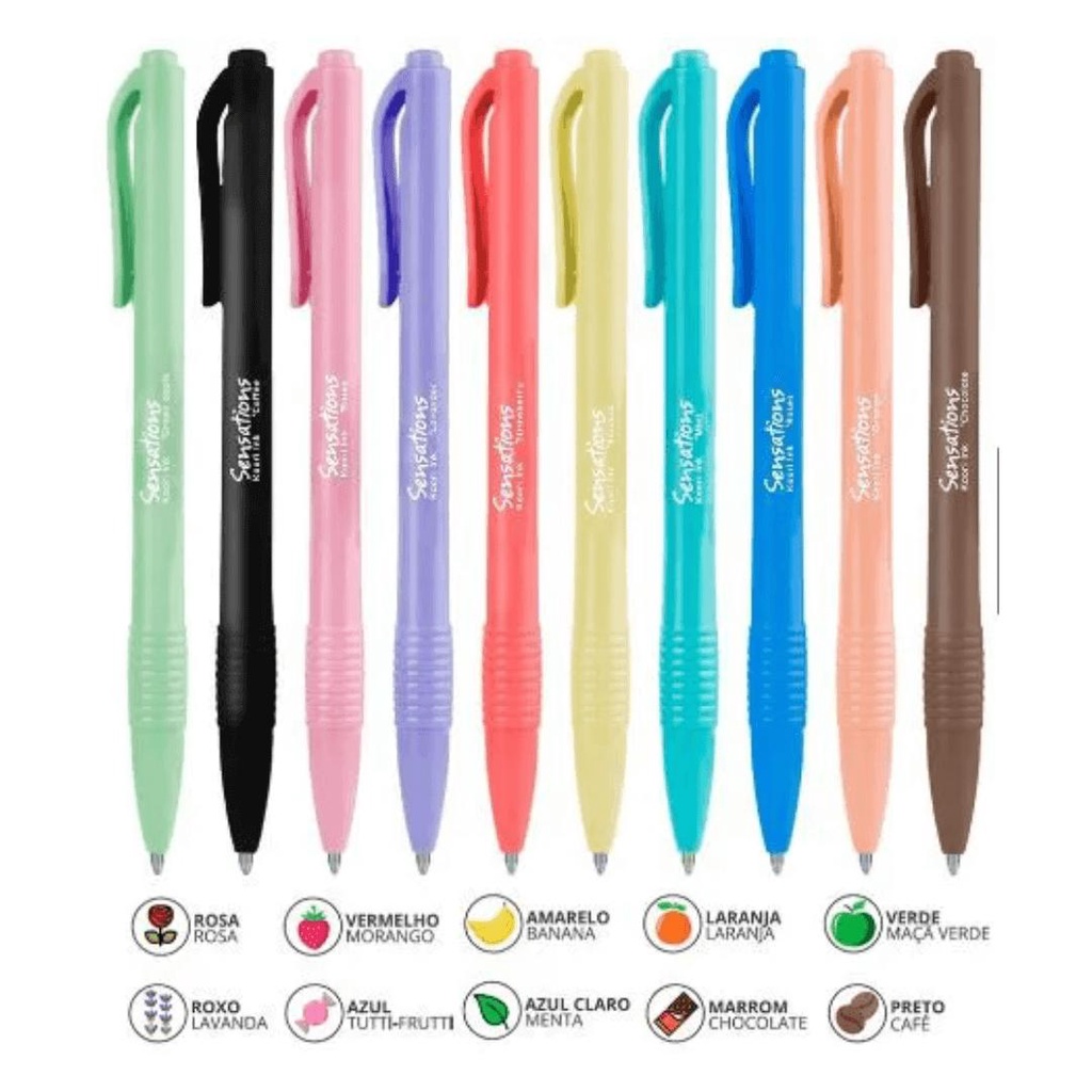 Newpen Caneta Esferográfica Clic Sensation 0.7mm Colorido Tinta Perfumada caneta coloridas caneta gel caneta personaliza