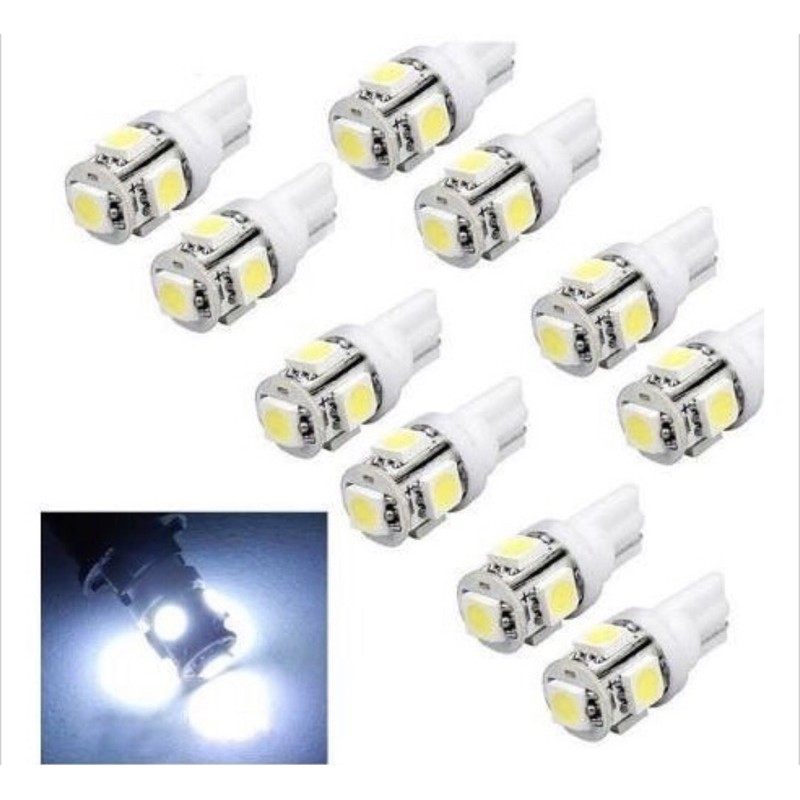 Kit 10 Pingo 5 Led Smd T10 Esmagadinha Xenon Lampada Tuning