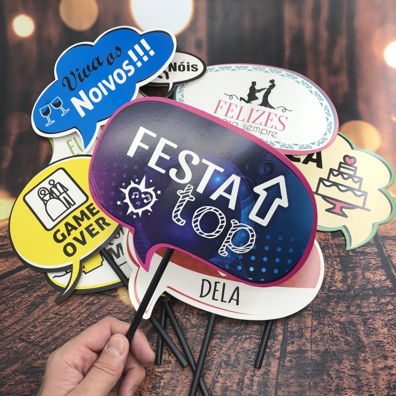 KIT 10 PLAQUINHAS DIVERTIDAS SELFIE FESTA DE CASAMENTO (COD 06) - Home & Living