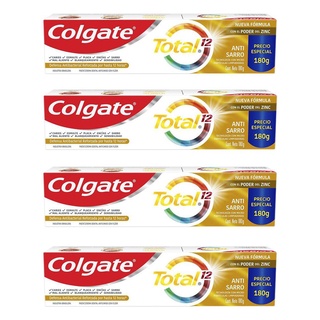 Kit 4 Cremes dental Colgate Total 12 Anti-Tártaro 180g