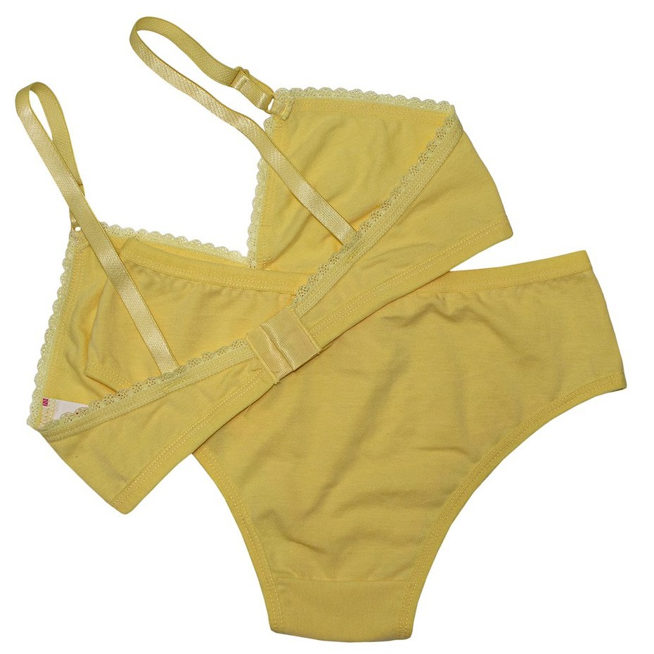 kit 3 Conjunto Menina Moça Calcinha E Sutiã Top Algodão Amaciado | Green Look em Oferta na Shopee