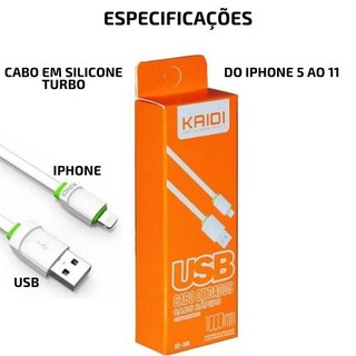 Cabo Carregador 1 Metro Kaidi Kd-306 para Iphone