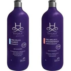 Kit Hydra Groomers Pro Para Pets Condicionador Brilho E Desembaraço + Shampoo Pelos Claros 1L