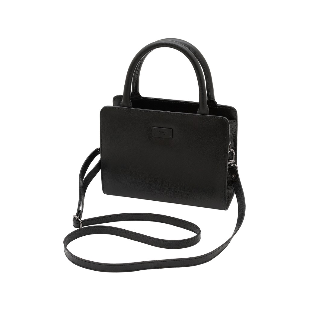 Bolsa Tote Transversal Feminina de Couro Bovino Legítimo Mariart Maia All Black
