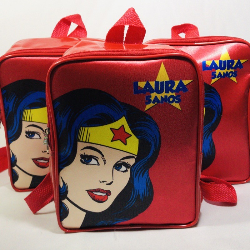 15 bolsas mochila g personalizada tema mulher maravilha