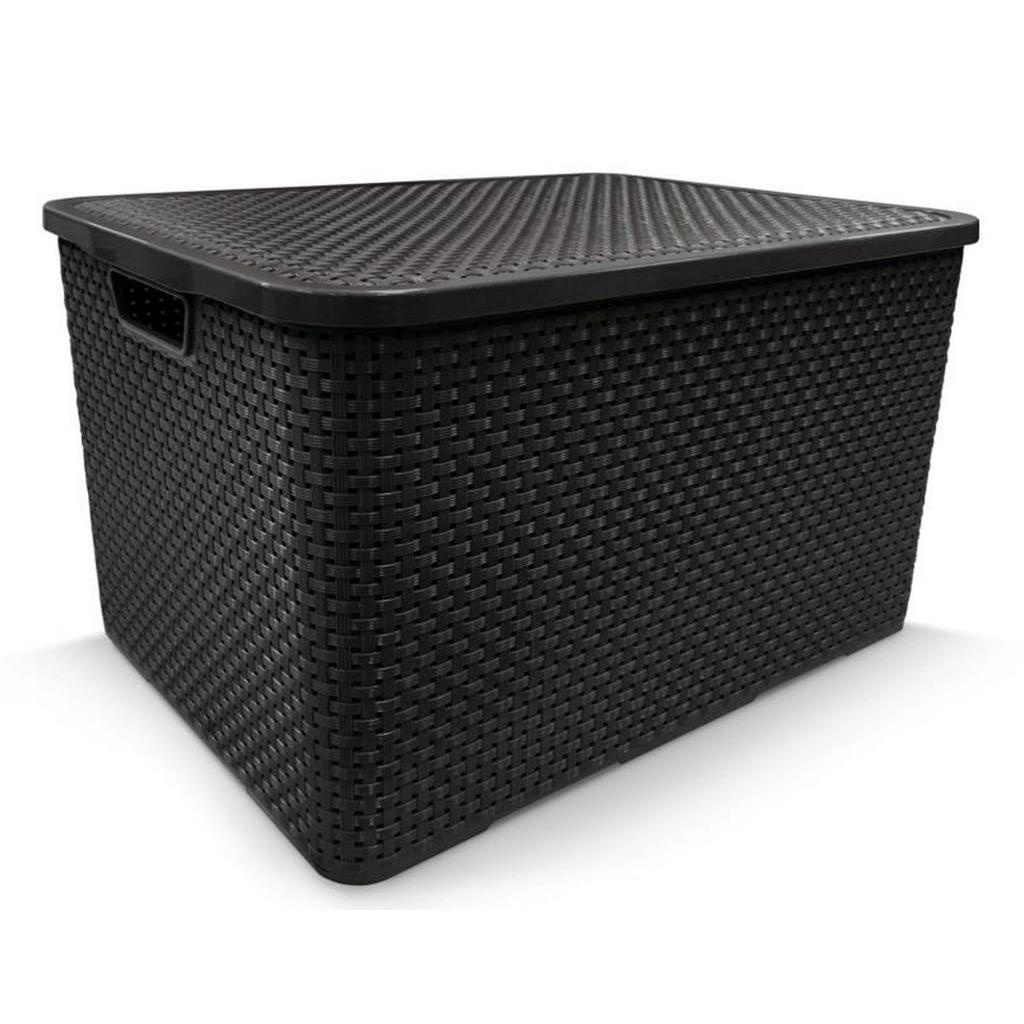 Caixa Organizadora Rattan PRETA 20 Litros COD 25598 Arqplast em Oferta na Shopee