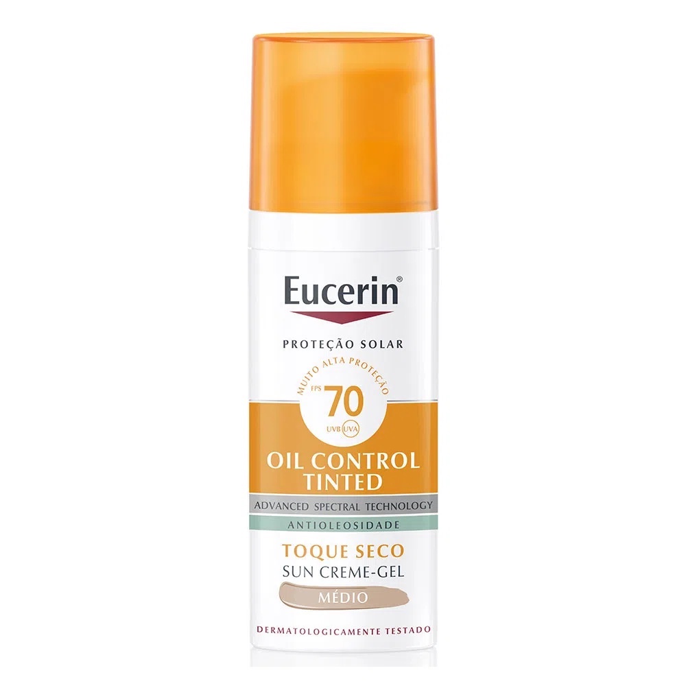 Eucerin Sun Protetor Solar Oil Control Tinted FPS 70 Antioleosidade Médio - 50ml