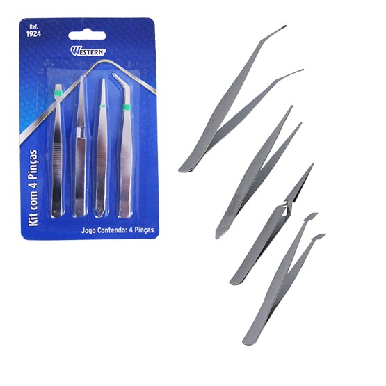 Kit Manutenção assistência técnica Celular, Tablet e notbook contêndo 01 Kit com 04 pinças Western + 01 cola B-7000 Incolor Zhanlida 15ml + 01 Par de luvas Antiestática preta tamanho G