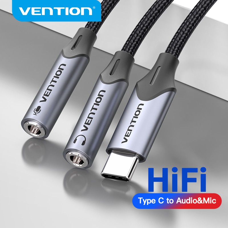 Venção Cabo De Áudio Tipo C Para Trs Microfone Jack De Áudio Adaptador Macho Para Fêmea Para O Telefone Portátil Tablet