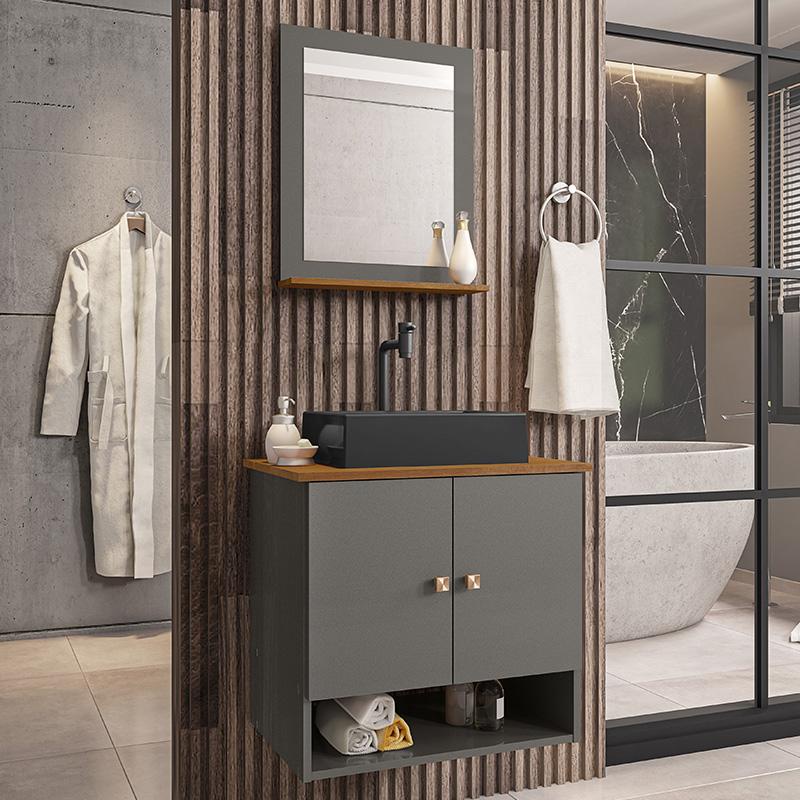 Gabinete Banheiro Deli Torino Prt Torneira Valv Click Black - Home & Living
