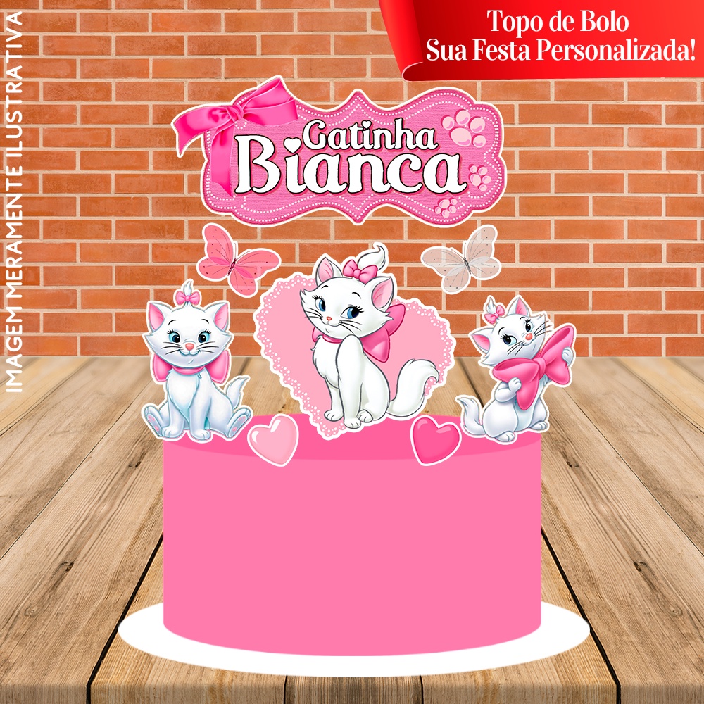 Topo de Bolo Personalizado Gatinha Marie