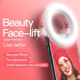 Goojodoq Suporte Para Celular Com Clipe Portátil Recarregável Com Preenchimento Redondo Para Celular Selfie