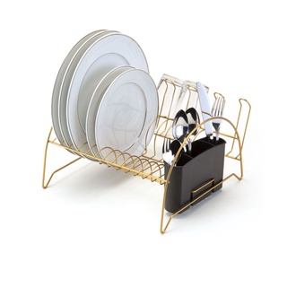 Escorredor de Louças Aço com Porta Copos Dourado Fosco Arthi em Oferta na Shopee