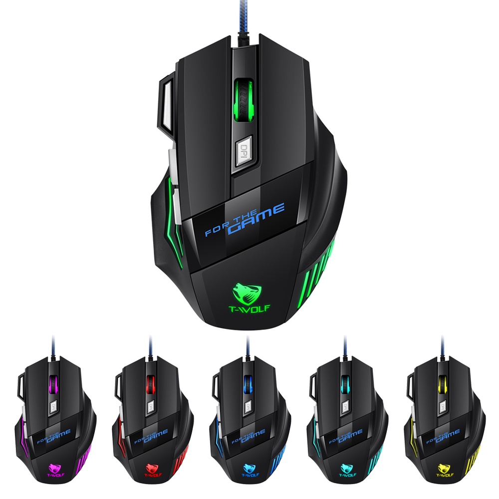 Mouse Gamer T-Wolf V1 Rgb 1200 Dpi USB Fio Ambidestro - Miniatura 2