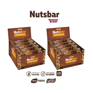 Kit 2 Caixas de Barras Nutsbar Sabor Chocolate e Castanhas Zero Açucar 300g