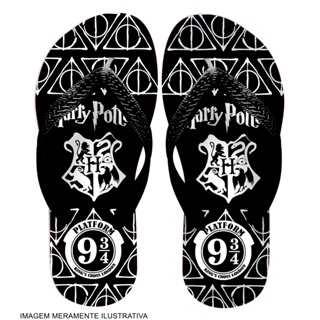 chinelo PRETO harry potter - brasao- tira preta -tira grossa- chinelo preto em Oferta na Shopee