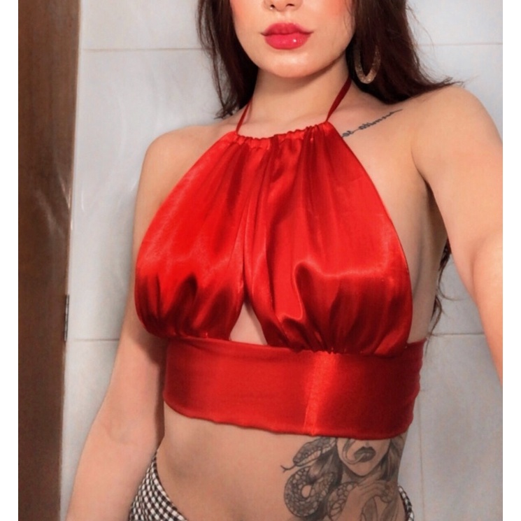 Top Tiffany - Moda feminina - Verão - Top cropped cetim.