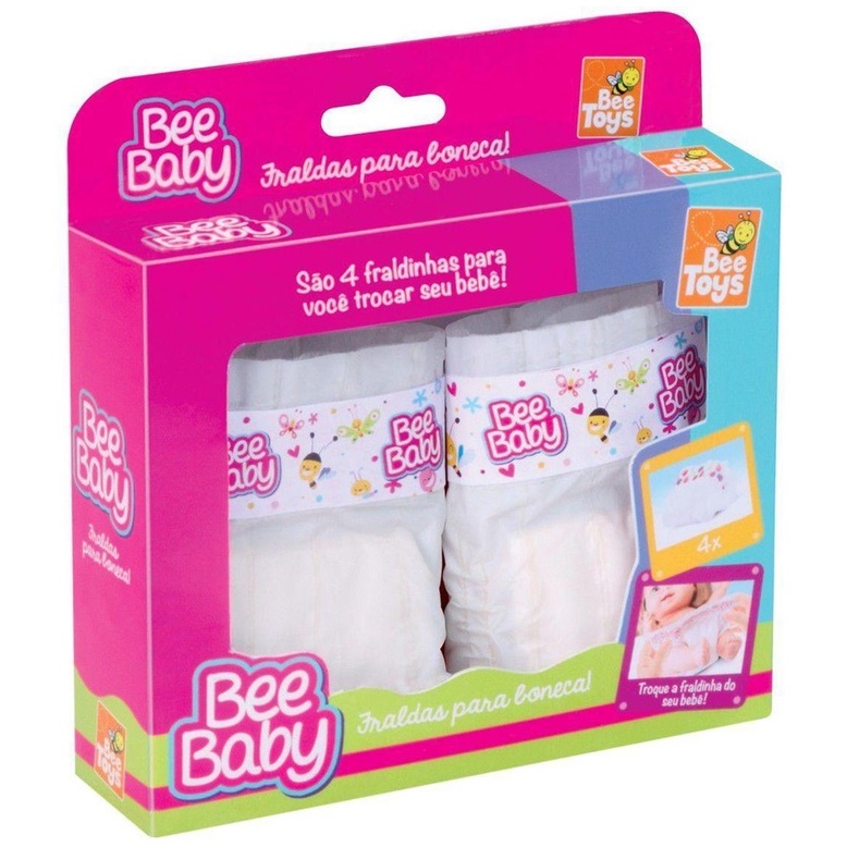 Fralda Para Boneca 4 Unidades - Bee Baby - Bee Toys | Shopee Brasil