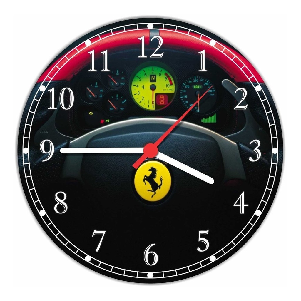 Relógio De Parede Carro Ferrari Salas Quartos Quartz 10