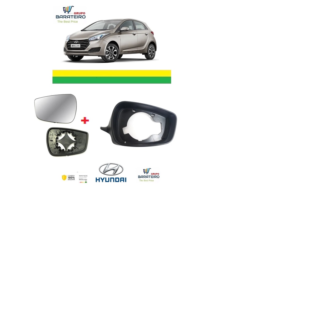 Aro Moldura Retrovisor Hb20 Mais Lente Com Base