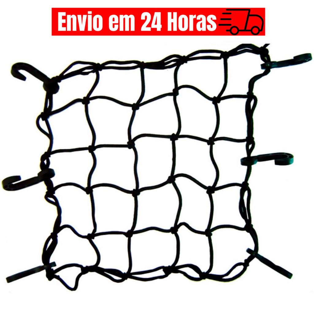 Rede Elástica Aranha P/ Moto Bike Capacete Baú 35x35cm Para Garupeira Bagageiro Garupa Reta BH