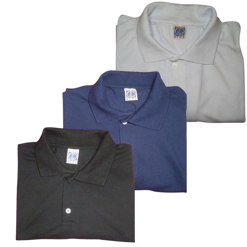 Camisa Polo Masculina kit 3 blusa preta branca azul algodão Piquet Para Uniforme Bordar