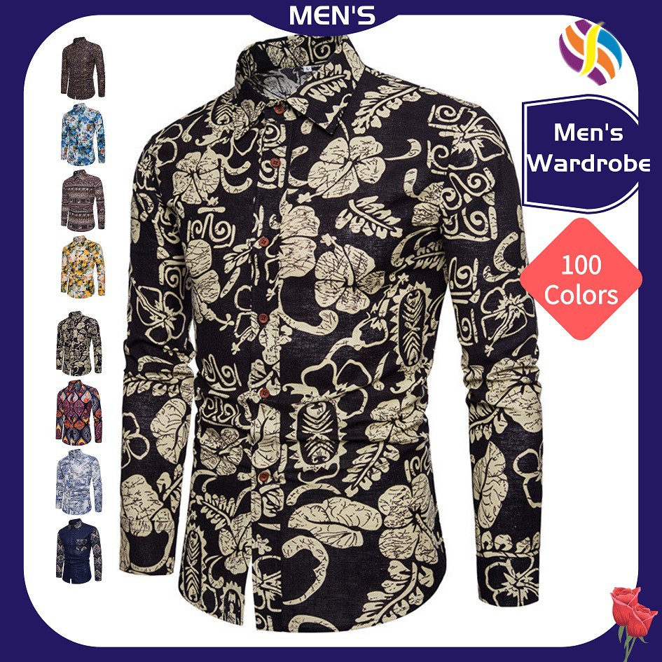 camisa social com estampa floral