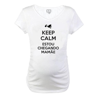 Baby Long Blusa Gestante Divertida Keep Calm Estou Chegando Mamãe